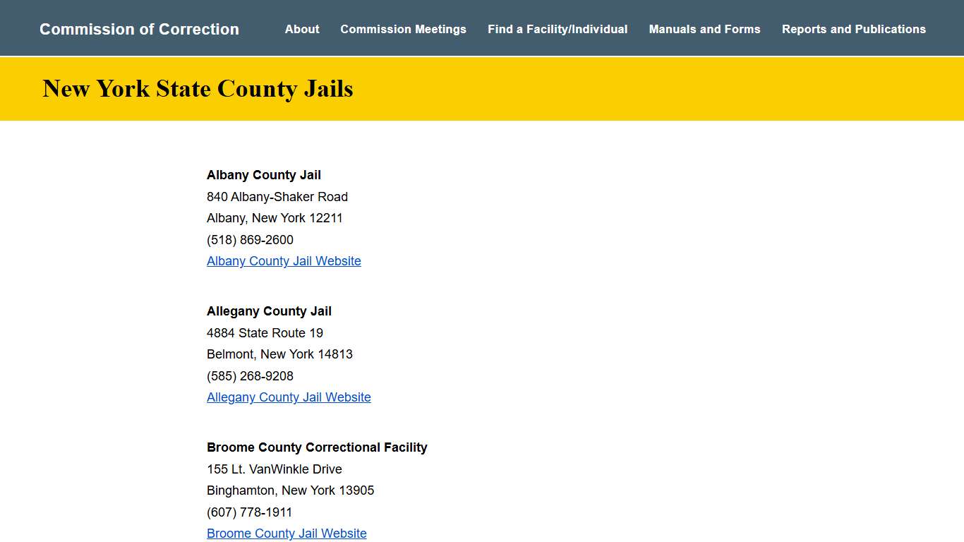 New York State County Jails | Commission of Correction